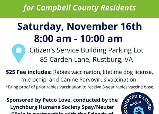 Lynchburg Humane Society hosting Drive through vaccination in Campbell County